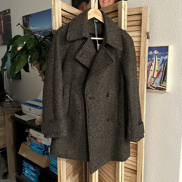 COS HERRINGBONE PEA COAT 6 NWT - Picture 7 of 17